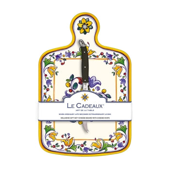 Le Cadeaux Capri Melamine Cheeseboard and Black Laguiole Bread Knife